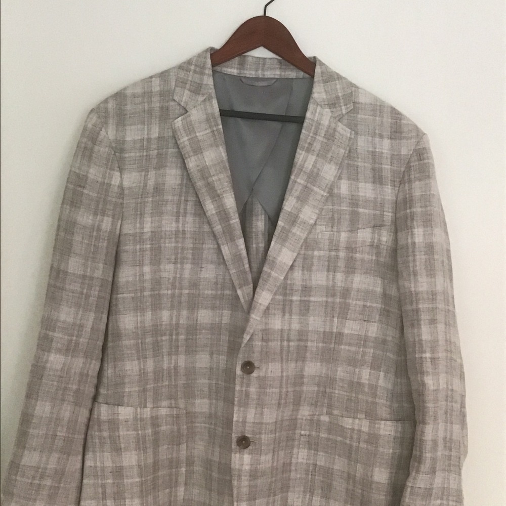 Rodd & Gunn Waverly Park Grey Plaid Solbiati Italian Linen Sports Fit Jacket 2XL - Picture 3 of 6